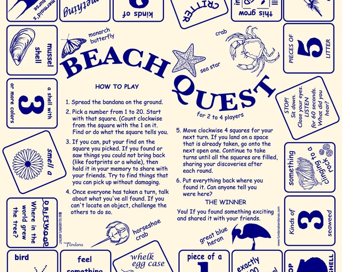 Beach Quest Fundana – Scavenger Hunt Game for Kids | Learn at the Beach! Ocean Blue & Sandy Natural Colors
