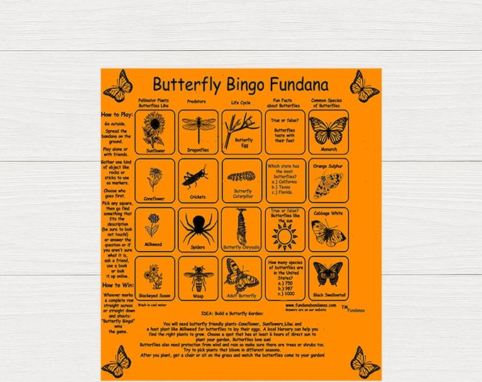 Butterfly Bingo Bandana: Educational Game, Pollinator Garden Activity