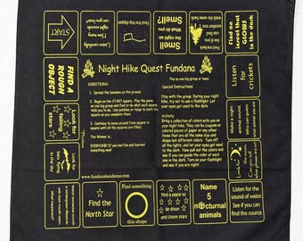 Night Hike Scavenger Hunt Bandana: 100% Cotton Fundana