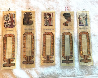 Egyptian Papyrus Bookmark Set: Queens & Hieroglyphics - Handmade in Egypt