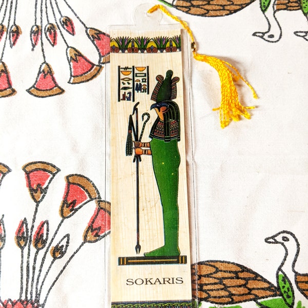 Ancient Falcon God-Sokaris! God of Artisans and fertility. Egyptian papyrus bookmark. Colorful. Unique. Useful Gift. Great gift for all!