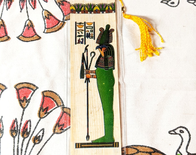 Ancient Falcon God-Sokaris! God of Artisans and fertility. Egyptian papyrus bookmark. Colorful. Unique. Useful Gift. Great gift for all!