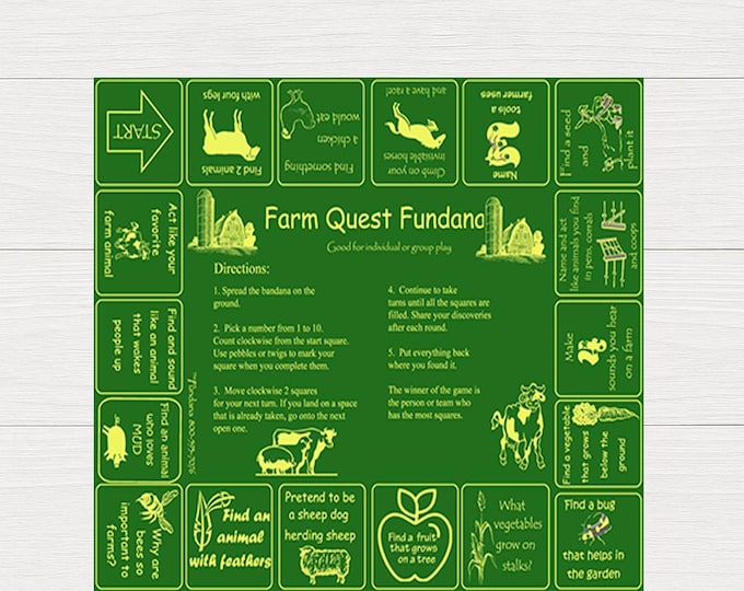 Farm Scavenger Hunt Game: Kids' Learning Bandana About Farms and Animals!