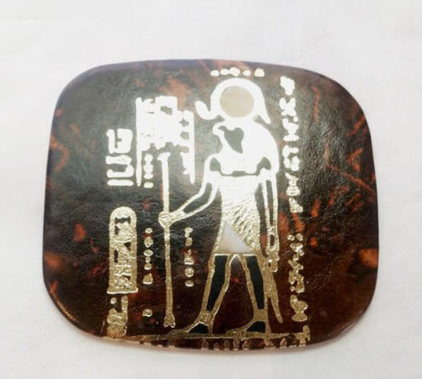 New! Egyptian Handtooled Leather Coasters. Set of 4 with handtooled