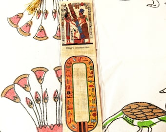 Egyptian Papyrus Bookmark-Pillars Construction. Ancient Egyptian hieroglyphics are part of this beautiful design. Unique, special, gift!