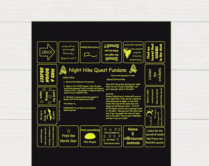 Night Hike Scavenger Hunt Bandana: 100% Cotton Fundana