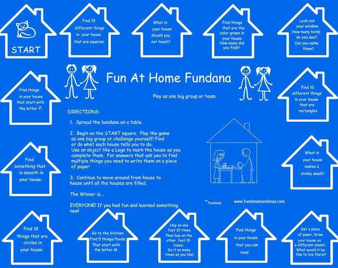 Kids restless?Fun At Home Fundana! Stuck indoors? Need ideas? This scavenger hunt game uses things in your house to keep kids busy.