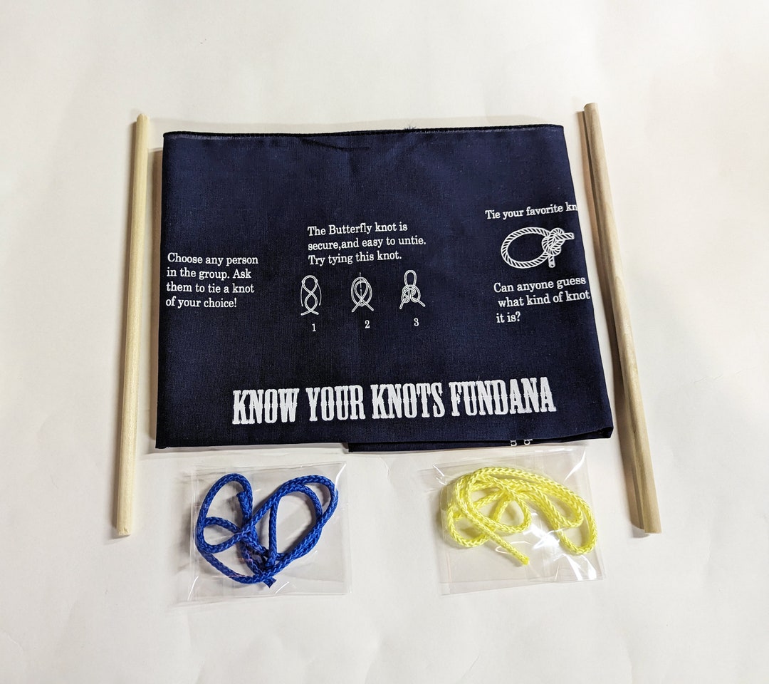 New! Knot Tying Kits! Know Your Knots Fundana game, color practice ropes,  dowels all included! Great for Kids, scouts, camps, homeschoolers