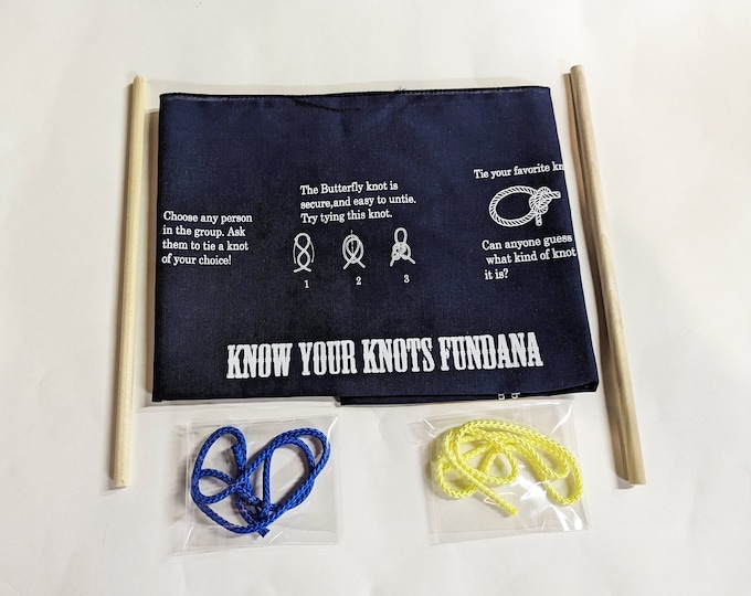 New! Knot Tying Kits! Know Your Knots Fundana game, color practice ropes, dowels all included! Great for Kids, scouts, camps, homeschoolers