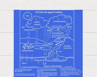 Spanish Water Cycle Bandana: Bilingual Education, Large Graphic