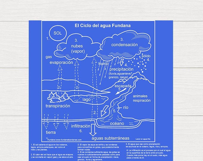 Spanish Water Cycle Bandana: Bilingual Education, Large Graphic