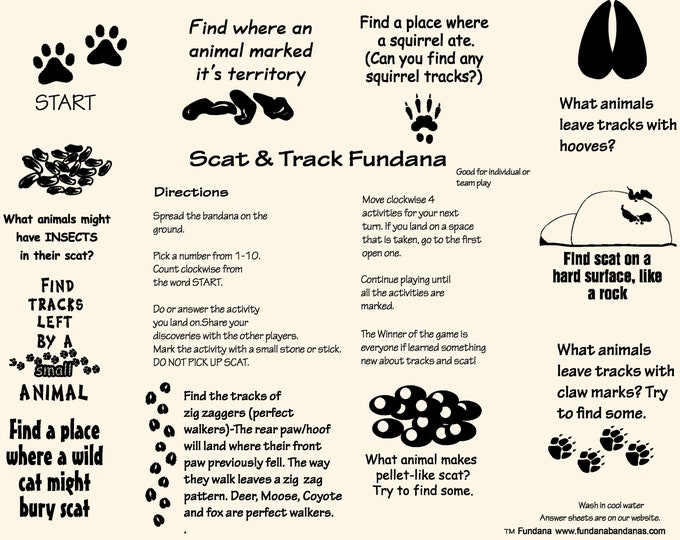 New! Scat & Track 4 color choices! Easy, fun way to teach kids about animal tracks and their scat (poop). Great for camps, scouts!