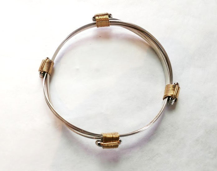 New African Elephant Hair Sterling Silver With 4 Knot Gold Fill Bracelet