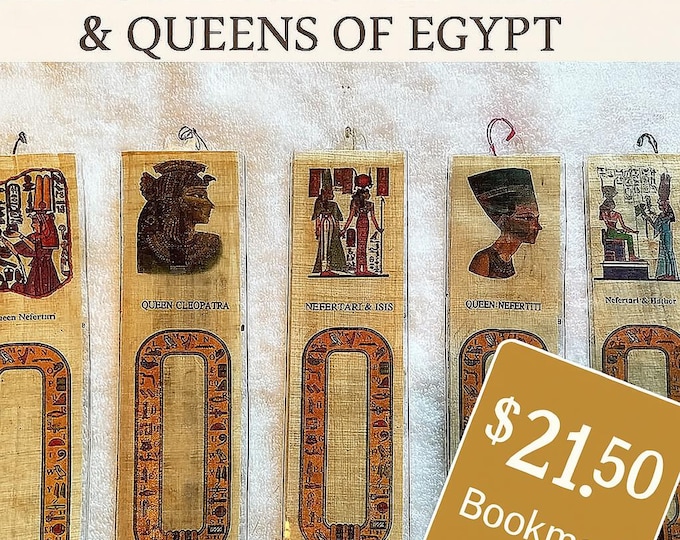 Egyptian Papyrus Bookmark Set – Queens of Egypt & Hieroglyphics (Set of 5) – 21.50 + Free Shipping!
