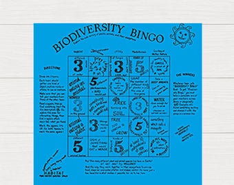 Biodiversity Bingo Fundana: Educational Nature Game on Cotton Bandana