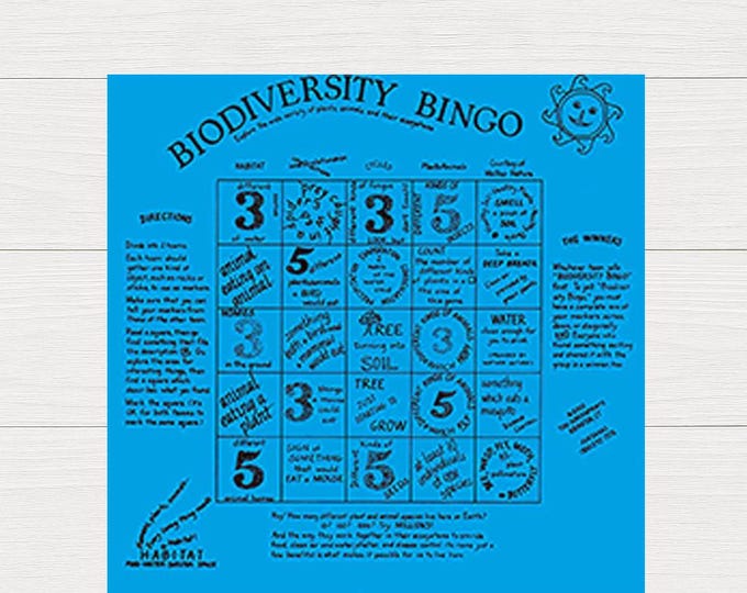 Biodiversity Bingo Fundana: Educational Nature Game on Cotton Bandana
