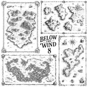 Below the Wind Vol. 8 – Archipelago Secrets Map Set | Inked Vintage Islands for Print & Layout Design