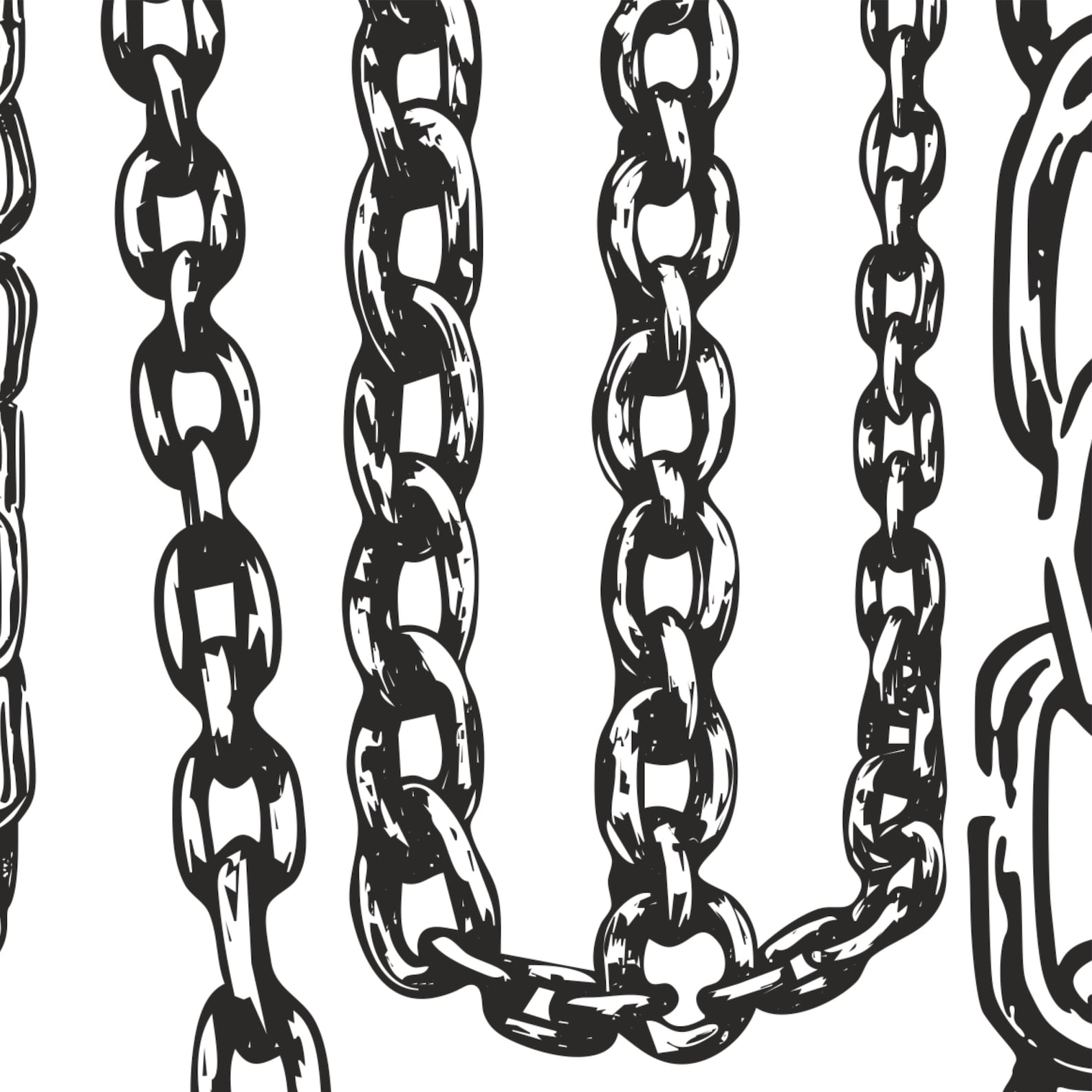 Heavy Links Vol. 1 – Sketched Metal Chains Clipart for Grunge Design ...