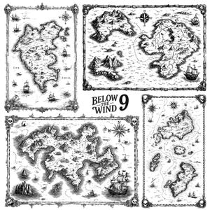 風の下 第9巻 – 地図製作者の呪いの地図セット | 印刷デザインとレイアウトのためのインクファンタジーチャート