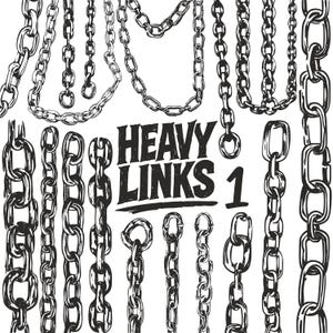 Heavy Links Vol. 1 – Sketched Metal Chains Clipart for Grunge Design, Line Art Branding & Print Projects