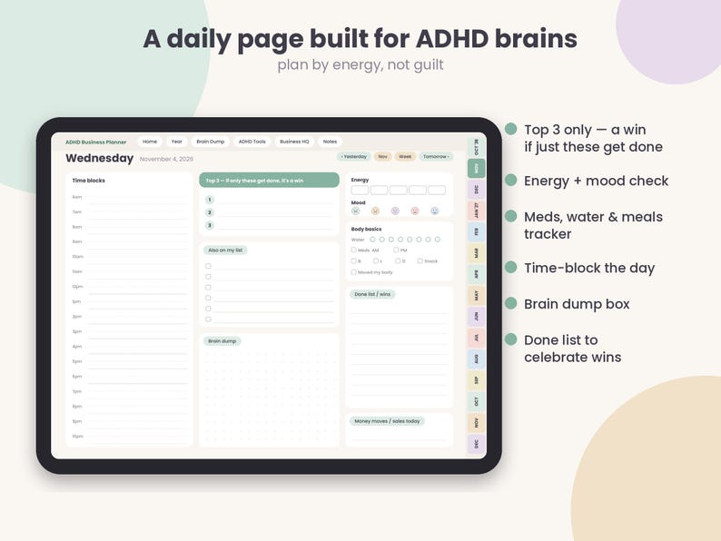 ADHD Business Digital Planner - Oct. 2026 - Dec. 2027 - Etsy