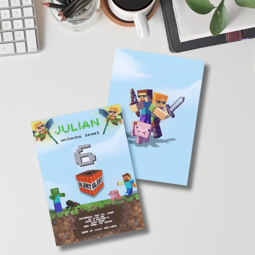 Minecraft Birthday Invitation Template