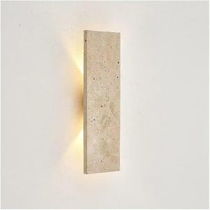 Minimalist Travertine Wall Sconce Backlit Stone Light Warm Ambient Glow