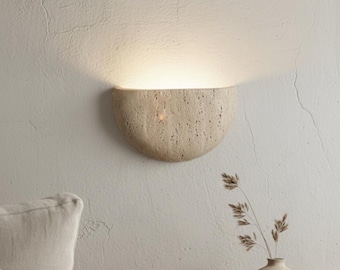 Travertine wall sconce wabi sabi lighting