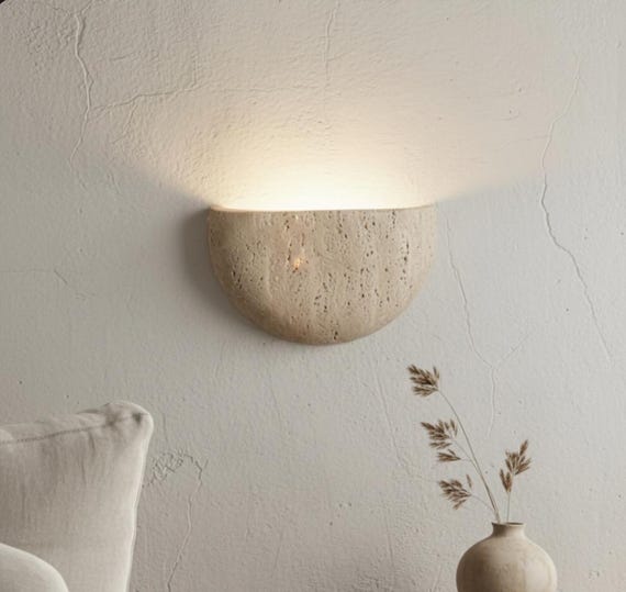 Travertine wall sconce wabi sabi lighting