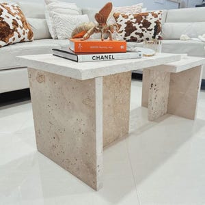 Natural travertine stone coffee table