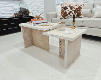 Natural Travertine Stone Coffee Table, Travertine Accent Furniture ...