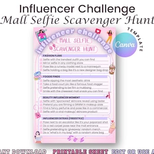Mall Photo Scavenger Hunt: Teen Birthday Party Game (Printable & Editable)