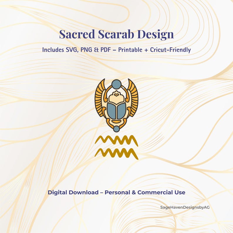 Sacred Scarab Digital Design Bundle | Egyptian Symbol SVG PNG PDF ...