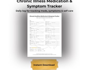 Medication Log | Chronic Illness Symptom Tracker | Daily Health Record Printable PDF