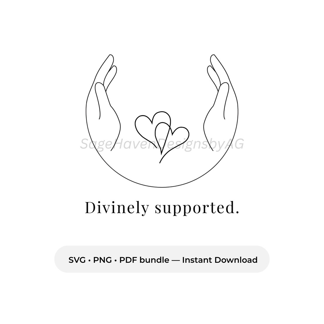 Divine Help Graphics Divinely Supported – Spiritual Line Art SVG PNG PDF Bundle | Healing ...