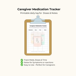 Caregiver Daily Medication Tracker in English & Spanish | Instant PDF Download