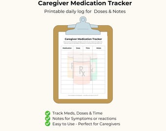Caregiver Daily Medication Tracker in English & Spanish | Instant PDF Download