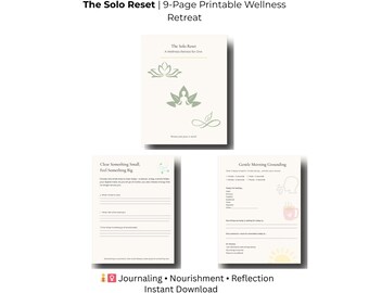 The Solo Reset – 9 Page Printable Wellness Retreat, Self-Care Journaling PDF, Instant Download