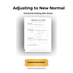 Emotional Healing After Illness Sheet | Adjusting to a New Normal | Printable Journal page for Recovery & Life Changes