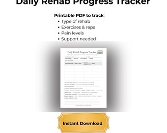 Daily Rehab Progress Tracker Printable – Physical Therapy & OT Recovery Log for Caregivers