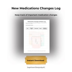 Medication Change Log | Prescription Adjustments & Dosage Tracker (Caregiver PDF)