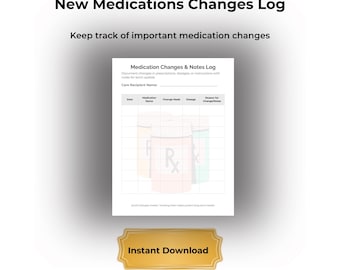 Medication Change Log | Prescription Adjustments & Dosage Tracker (Caregiver PDF)