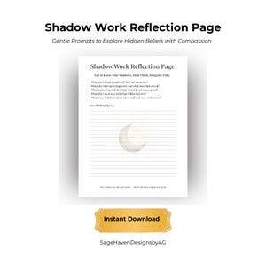 Shadow Work Reflection Worksheet | Explore Hidden Beliefs with Curiosity & Compassion