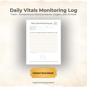 毎日のバイタルトラッカー（印刷可能）：介護者向け医療ログ（PDFダウンロード）