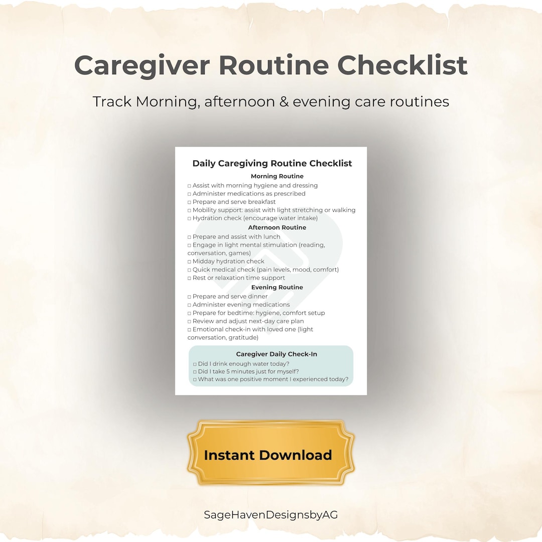 Caregiver Routine Checklist | Morning, Afternoon & Evening Tasks - Etsy