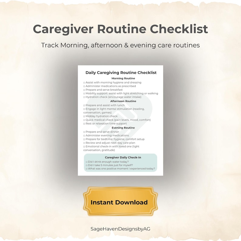 Provider Morning Task Caregiver Routine Checklist | Morning, Afternoon & Evening Tasks - Etsy