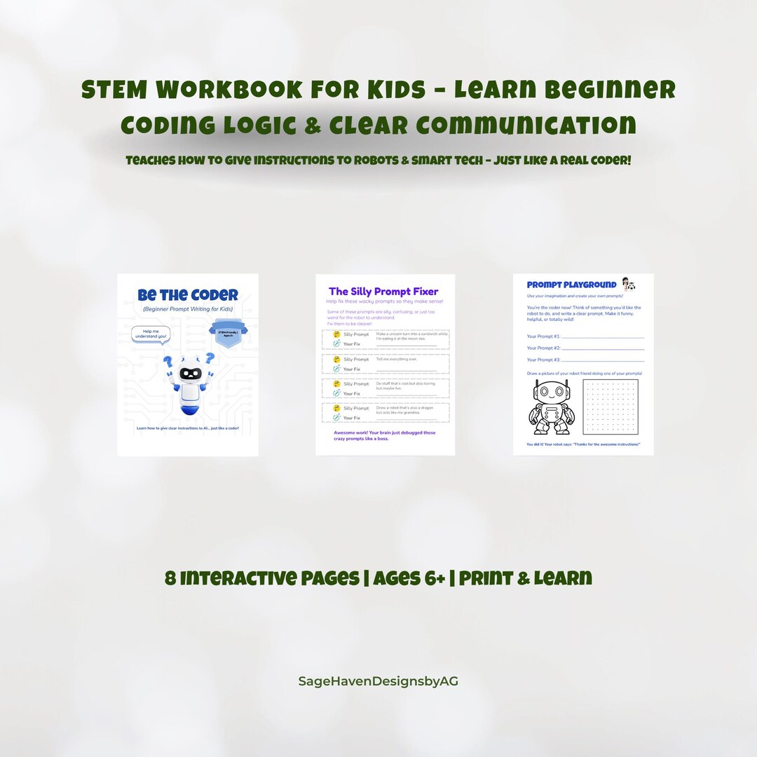 AI Coding Workbook for Kids – Learn Tech Writing/communication Skills ...