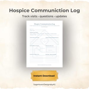 Journal de communication de l'hospice | Notes de visite de l'hospice | Soins de fin de vie imprimable