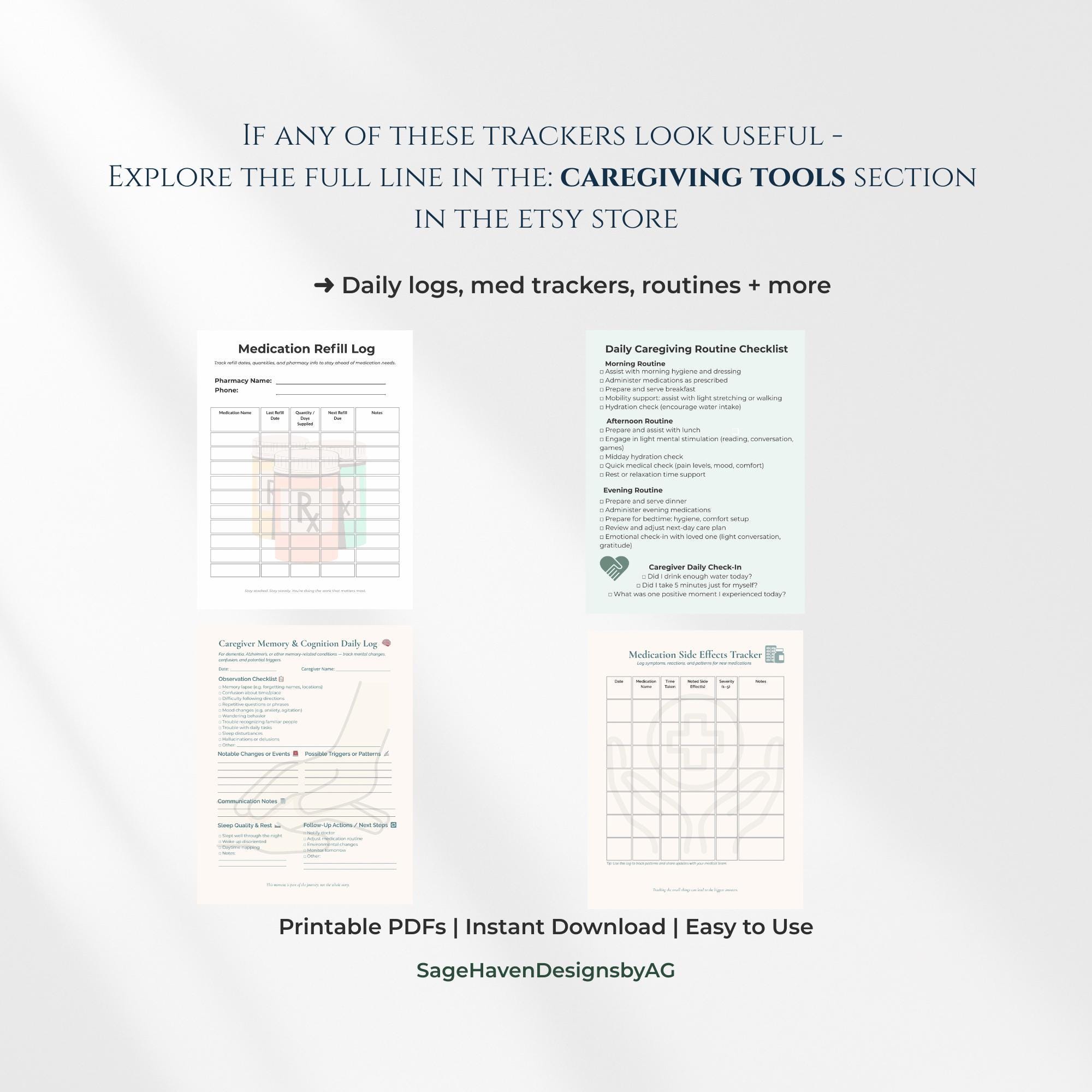 Refill Chart Medication Refill Tracker | Prescription Log Printable | Pharmacy ...