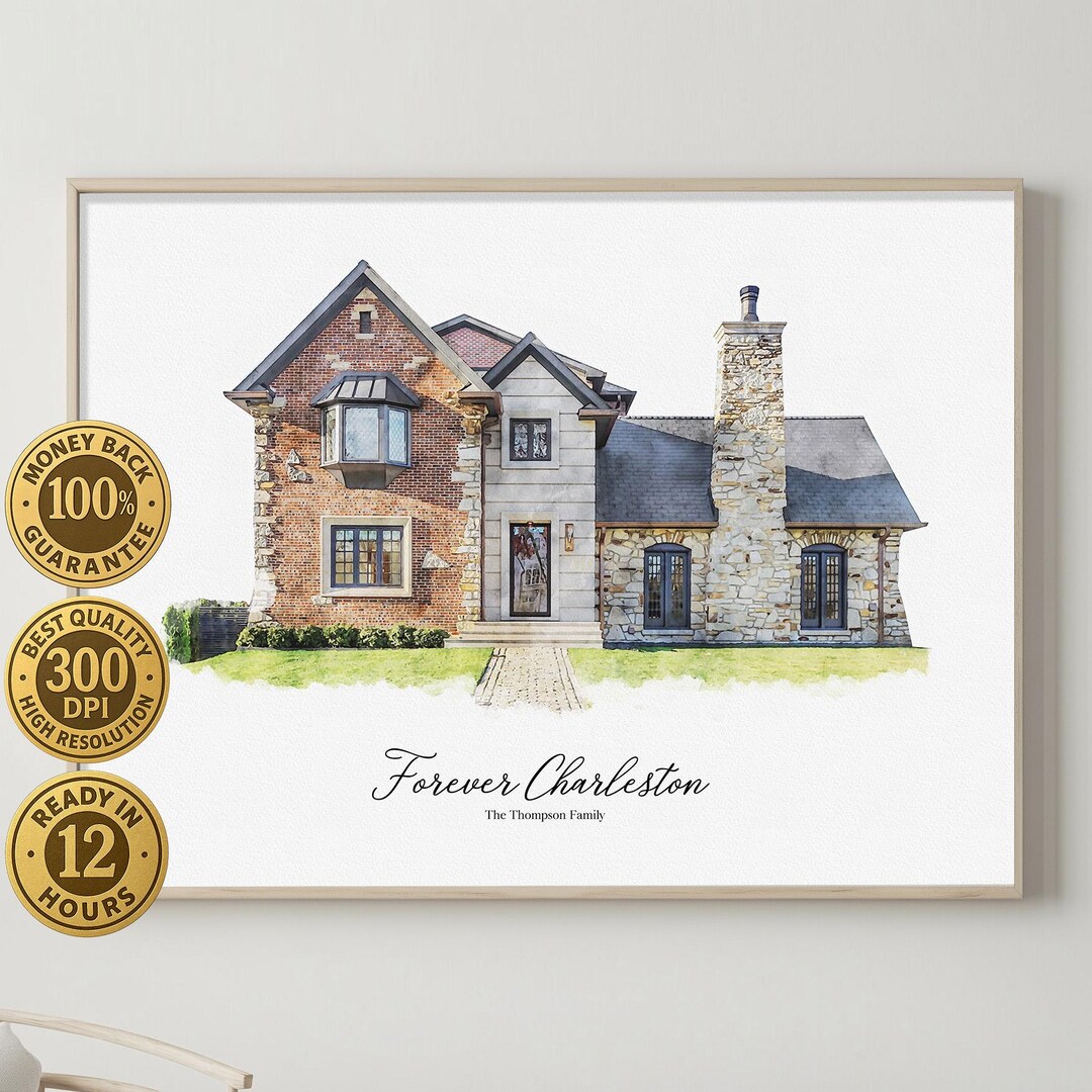 Custom House Portrait Watercolor Home Painting Housewarming Gift ...
